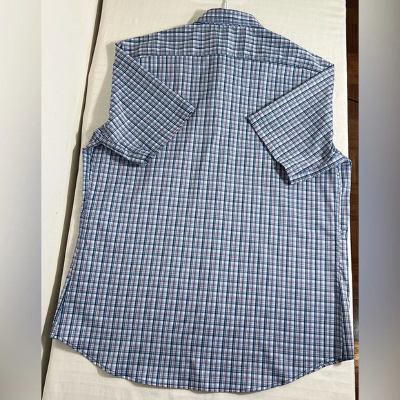 Desert Dunes Compass Shirt Mens Blue Plaid Short Sleeve Button Up Size XL Q1 - Picture 5 of 13